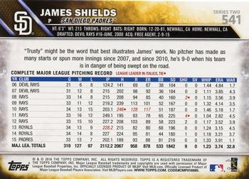 2016 Topps #541 James Shields Back