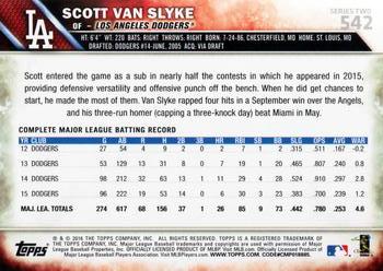 2016 Topps #542 Scott Van Slyke Back