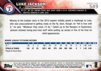 2016 Topps #549 Luke Jackson Back