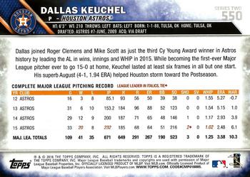 2016 Topps #550 Dallas Keuchel Back