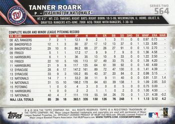 2016 Topps #564 Tanner Roark Back