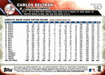 2016 Topps #567 Carlos Beltran Back