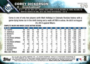 2016 Topps #570 Corey Dickerson Back