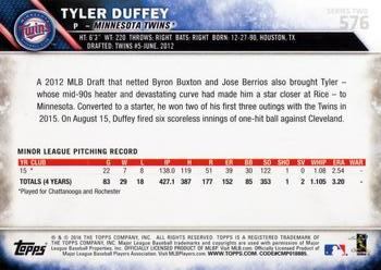 2016 Topps #576 Tyler Duffey Back