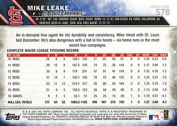2016 Topps #578 Mike Leake Back