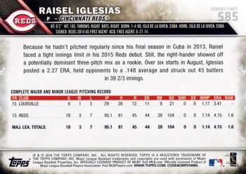2016 Topps #585 Raisel Iglesias Back