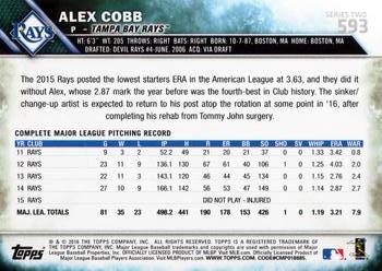 2016 Topps #593 Alex Cobb Back