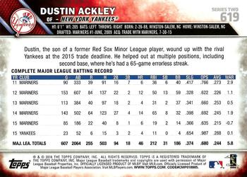2016 Topps #619 Dustin Ackley Back