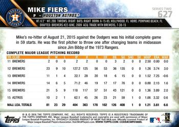 2016 Topps #627 Mike Fiers Back