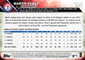 2016 Topps #633 Martin Perez Back