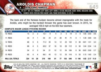 2016 Topps #649 Aroldis Chapman Back