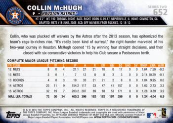 2016 Topps #652 Collin McHugh Back
