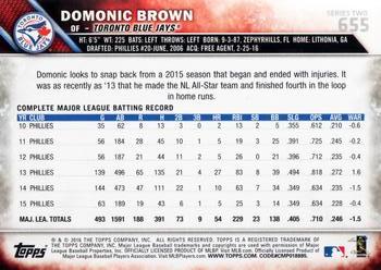 2016 Topps #655 Domonic Brown Back