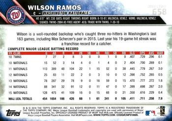 2016 Topps #658 Wilson Ramos Back