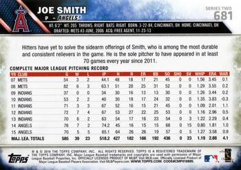 2016 Topps #681 Joe Smith Back
