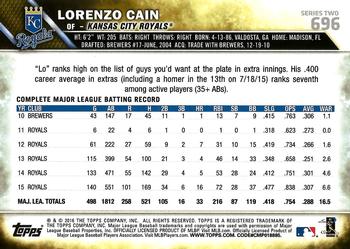 2016 Topps #696 Lorenzo Cain Back