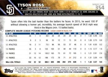 2016 Topps #354 Tyson Ross Back