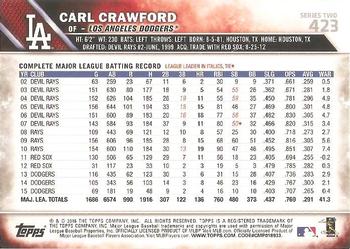 2016 Topps #423 Carl Crawford Back