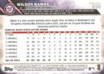 2016 Topps #658 Wilson Ramos Back