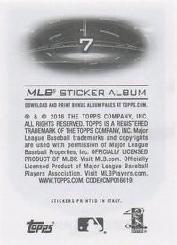 2016 Topps Stickers #7 Jered Weaver Back