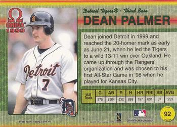 1999 Pacific Omega - Copper #92 Dean Palmer  Back