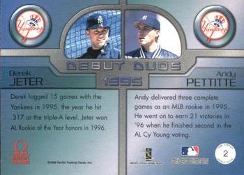 1999 Pacific Omega - Debut Duos #2 Derek Jeter / Andy Pettitte  Back
