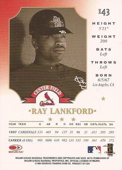 1998 Leaf #143 Ray Lankford Back