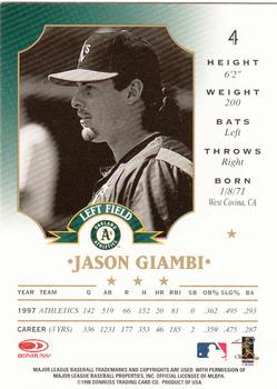 1998 Leaf #4 Jason Giambi Back