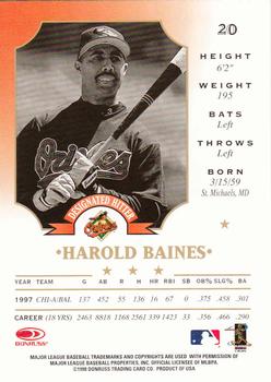 1998 Leaf #20 Harold Baines Back