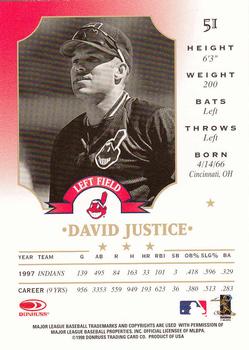 1998 Leaf #51 David Justice Back