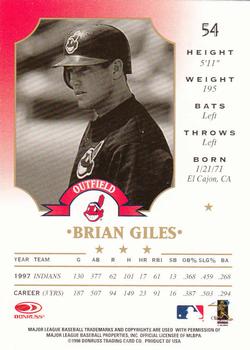 1998 Leaf #54 Brian Giles Back