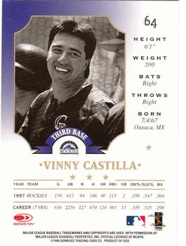 1998 Leaf #64 Vinny Castilla Back