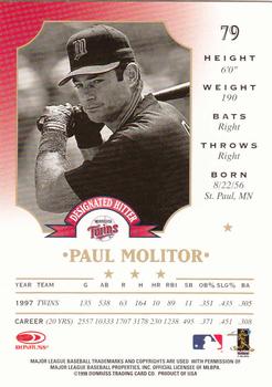 1998 Leaf #79 Paul Molitor Back