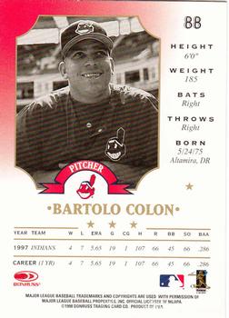 1998 Leaf #88 Bartolo Colon Back