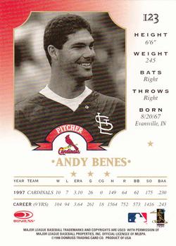 1998 Leaf #123 Andy Benes Back