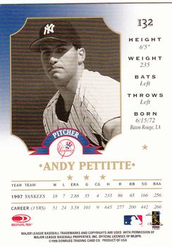 1998 Leaf #132 Andy Pettitte Back