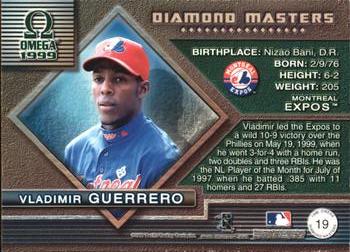 1999 Pacific Omega - Diamond Masters #19 Vladimir Guerrero  Back