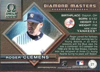 1999 Pacific Omega - Diamond Masters #21 Roger Clemens  Back