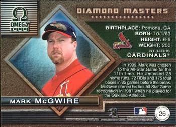 1999 Pacific Omega - Diamond Masters #26 Mark McGwire  Back