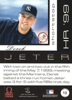 1999 Pacific Omega - HR '99 #13 Derek Jeter  Back