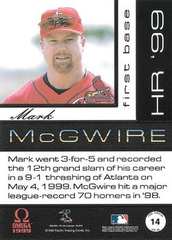 1999 Pacific Omega - HR '99 #14 Mark McGwire  Back