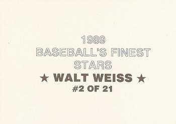 1989 Baseball's Finest Stars (unlicensed) #2 Walt Weiss Back