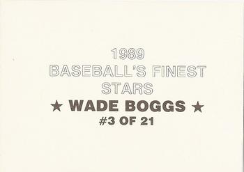 1989 Baseball's Finest Stars (unlicensed) #3 Wade Boggs Back