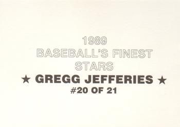 1989 Baseball's Finest Stars (unlicensed) #20 Gregg Jefferies Back