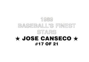 1989 Baseball's Finest Stars (unlicensed) #17 Jose Canseco Back