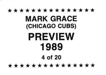 1989 Preview (unlicensed) #4 Mark Grace Back