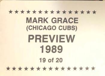 1989 Preview (unlicensed) #19 Mark Grace Back