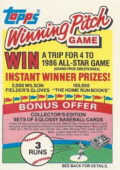 1985 Topps - Winning Pitch Game #NNO 3 Runs Front