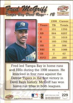 1999 Pacific Paramount - Copper #229 Fred McGriff  Back