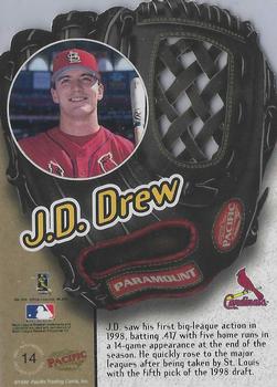 1999 Pacific Paramount - Fielder's Choice #14 J.D. Drew  Back